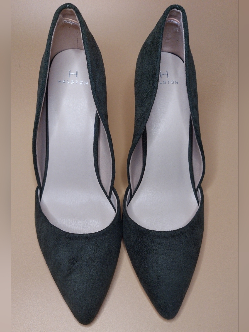 Halston Heritage Dark Green Suede Pointed-Toe Pumps